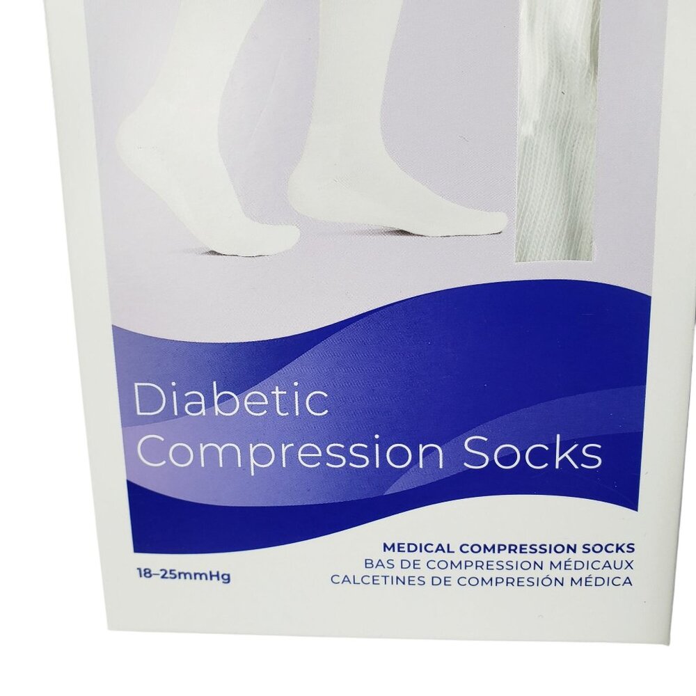 NEW Sigvaris 2 Pairs White Knee High Men Diabetic Compression Socks 18-25mmHg ML - Picture 3 of 8